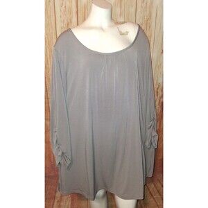 Susan Graver Gray 3/4 Sleeve Tunic Blouse Sz 2X